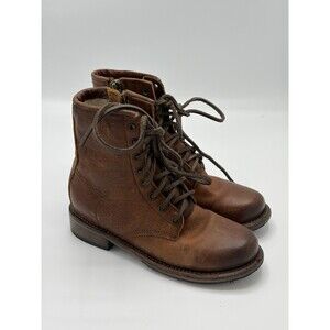 FREEBIRD by STEVEN Manchester Brown Leather Lace Up Side Zip Boots Women’s Sz 6
